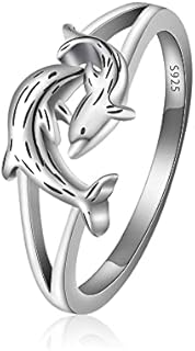 925 Sterling Silver Whale Shark Wedding Ring, Adjustable Open Design for Women