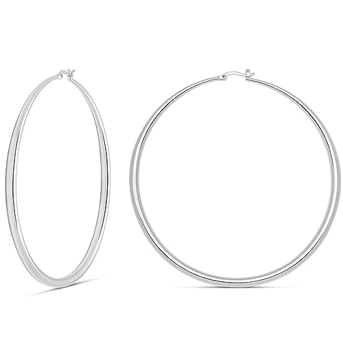 14K Gold Hoop Earrings For Women, Silver Hoop Earrings & Rose Gold Earrings with Graduated Curvature