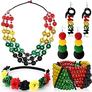 Lobster Clasp Rasta Bead Bracelet with Wood, Coconut Shell & Polyester Gems for Women, Boho/Floral Design