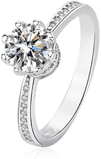 S925 Sterling Silver 1 Carat Diamond Cut Engagement Ring with White Diamond for Women, Elegant and Chic Design, Perfect for Weddings