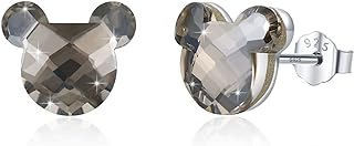 Crystal Animal Earrings Sterling Silver Bear Mouse Stud Earrings Cute Crystal Teddy Bear Mouse Earrings Bear Jewelry Gifts for Women Girls