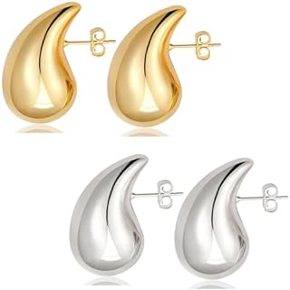 Teardrop Earrings For Women Chunky Gold Hoop Earrings 18k Gold Drop Earrings Lightweight Open Hoops Gold Drop Earrings For Women Trendy Hypoallergenic Earrings Waterdrop Earrings Jewelry For Girls