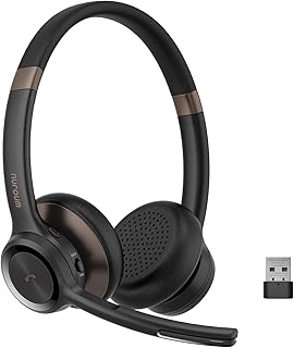 Nuroum HP30 Bluetooth Headset mit ENC Geräuschunterdrückung und USB-Dongle, verstellbares Stirnband, geeignet für Büro und Konferenzen