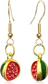 French Wire Backed Watermelon Stud Earrings in Alloy for Women - 3D Lifelike Fruit Design