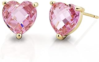 Brilliant Heart Earrings for women and girls, Gold Stud Earrings with Sterling Silver Post Jewelry