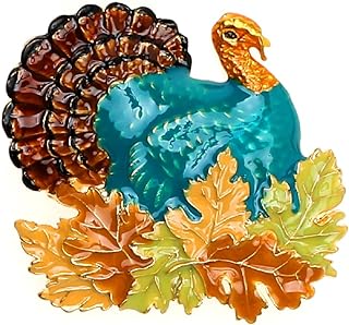 Lova Jewelry Retro Turkey Foliage Thanksgiving Halloween Fall Metal Brooch Pin