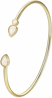 Opal open bracelet, 18K gold cuff bracelet set suitable for ladies and girls, layered stackable open adjustable bracelet, give her a fashion jewelry gift