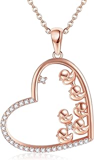Sterling Silver Duck Pendant Necklace with Cable Chain and Zircon Gems - Cute and Endearing Jewelry Gift for Women and Girls