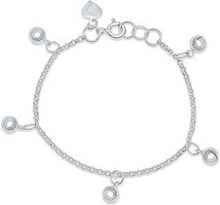 Dainty Dangling Pattilu India Jingle Bells Bracelet For Women Girls Very Small Wrists 6 Inch .925 Sterling Silver Bells Are Silver Plated