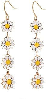 Flower Daisy Drop Dangle Earrings for Women Girl,White Yellow Long Flowers Daisy Earrings Orange Pink Floral Earrings Spring Jewelry