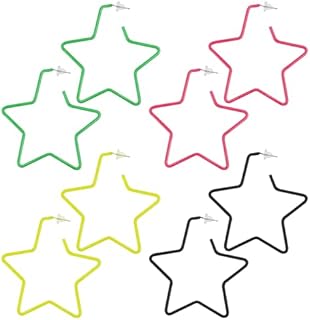 4 Pairs Star Hoop Earrings Set, Big Hoop Retro Party Earrings 80 90s Multicolor Neon Earrings Costume Accessories Jewelry Gifts for Women Girls