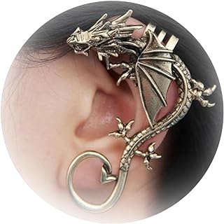 Women's Punk Dragon Ear Cuff - Alloy Metal Gothic Wrap Earrings, No Gemstone, Bold Unpierced Design, Gold Dragon Claw - Unique Fashion Accessory