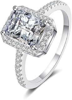 14K White Gold Engagement Ring for Women - 3 Carat D Color, VVS1 Radiant Cut Diamond, Exquisite Anniversary Promise Statement Wedding Band