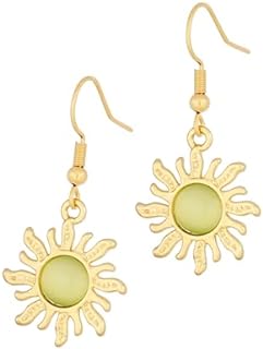 Stunning Star Dangle Earrings with French Wire Back Finding for Women, Gothic Sun and Moon Design in Zinc Alloy and Stainless Steel Material