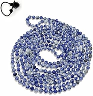 Split O Clasp 4mm Polished Sodalite Bead Necklace with Ball Chain for Chic Accessory Lovers - Infinity or Multi-layer Design