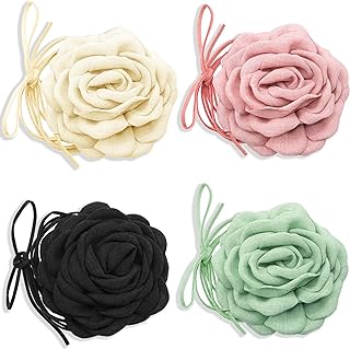 Flower Choker Necklace Black Velvet Flower Choker Rose Choker Big Flower Collar Choker Necklace Flower Long Velvet Choker for Women Girls Bride Wedding Party Summer Necklaces
