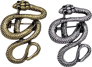 SELOVO Party 2 Pcs Halloween Snake-shape Brooch Pin Accessories Badge Backpack Bag Pin Antique Tone