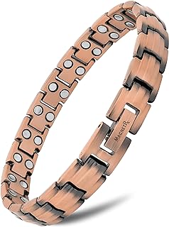 MagnetRX Ultra-Strength Pure Copper Bead Bracelet with Box Chain and Magnetic Clasp for Women - Adjustable Size