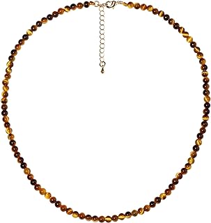 Simple Choker Necklace for Women Real Stone Healing Crystals Necklaces 4mm Beaded Choker Jewelry Anxiety Meditation Gift for Women (16"+2")