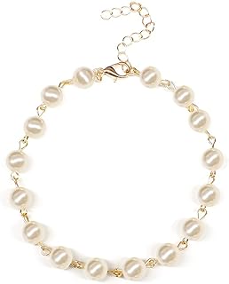 Pearl Anklet Ankle Bracelets for Women Adjustable Beach Ankle Chain Bracelet Dainty Wedding Gold Chain Anklet Summer Anklets for Birthday Christmas Gift