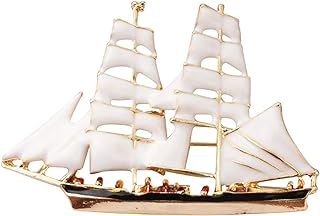 White and Gold Sail Boat Lapel Pin Men and Women