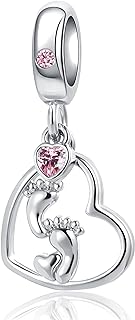 YSAHan Baby Feet Pacifier Dangle Heart Charm Star Crystal Bead for Pandora Bracelet