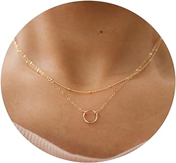 Circle Choker Necklace with Lobster Clasp and Cable Chain for Women: Dainty Stainless Steel Karma Ring Jewellery, Ideal Gift for Christmas, No Gemstone, Minimalist Design, Made in USA