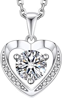 Premium Sterling Silver Heart Locket Necklace with 1Carat Moissanite Gem for Women, Lobster Clasp & Cable Chain Design - Perfect Birthday Gift for Girls or Her