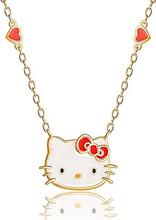 Hello Kitty Sanrio Womens Necklace 18" - Flash-Plated Necklace with Pendant Official License