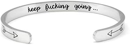 JczR.Y Inspirational Engraved Cuff Bracelet with Box Chain, Magnetic Clasp & Double Arrow Design - Stainless Steel Jewelry for Men & Women