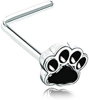 Amelia Fashion 20 Gauge Animal Paw Print L-Shaped Nose Ring 316L Surgical Steel