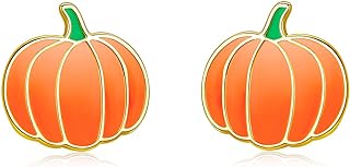 Pumpkin Earrings 925 Sterling Silver Gold Plated Pumpkin Stud Earring Halloween Party Jewelry Thanksgiving Gift Fall Earrings for Women Girls