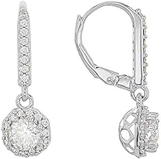 2 Ct Round-Cut D/VVS1 Diamond Clip-On Earrings with Sterling Silver Dangle Design for Women and Girls