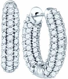 5-Carat Diamond Hoop Earrings with Secure Clasp, Crafted in White Gold, for Women, Classic Design