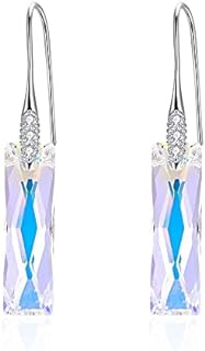 Queen Baguette Crystal Drop Hook Earrings For Women Fashion Sterling Silver Dangle Earring Wedding Party Jewelry Gift