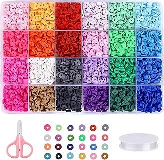 Greentime Clay Beads, 4500pcs Flat Round Spacer Beads Heishi for Bracelets Jewelry Making Kit Earring DIY Crafts Holiday Gift (24Color 6mm)