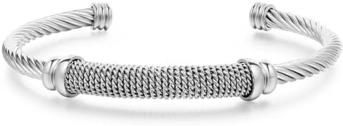 Jude Jewelers Stainless Steel Braided Woven Cable Wire Open Cuff Bangle Bracelet