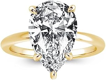 4.0ct Elongated Pear Shaped Engagement Ring for Women,18K Gold Plated 925 Sterling Silver Simulated Diamond Promise Ring