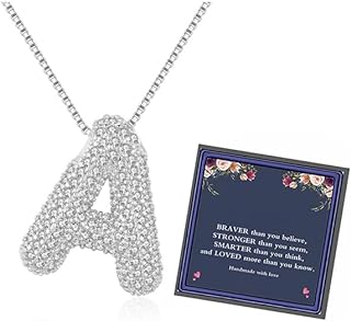 18k Gold Plated Cubic Zirconia Bubble Letter Pendant Necklace for Women - Dainty Copper Chain, Perfect Gift for Girls