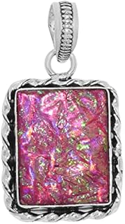 Natural Black Fire Opal Super A+ Quality with lab tested German Silver Pendant Locket OPAL SQUARE -WHI-PEN -18X20MM
