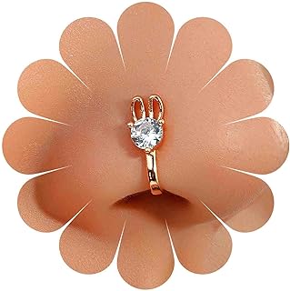 Clip-On Gold Fake Nose Stud with Crystal-Embedded Bunny Design for Women & Girls - Boho-Inspired, Bendable and Gift-Worthy Nose Jewelry without Piercing