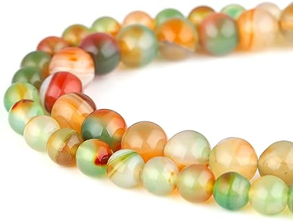 Stunning 8mm Peacock Agate Genuine Stone Necklace Beads in Natural Finish, Ideal For Jewelry Making For All Shapes and Designs, by Youngbling