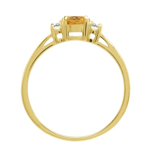 Silvershake Petite Design Round Shape Gemstone Birthstone White Gold Plated or Yellow Gold Plated 925 Sterling Silver Solitaire Promise or Engagement Ring Jewelry for Women or Teens