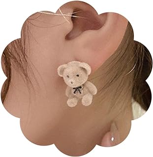 Charming Zinc Bear Stud Earrings with Push Back Design for Women and Girls