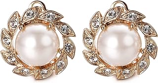 Vintage 18K Yellow Gold Plated Clip-On Faux Pearl Earrings for Non-Pierced Ears - Ideal Wedding Jewelry