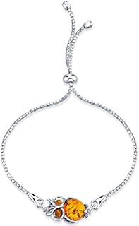 PEORA Genuine Baltic Amber Animal Adjustable Bolo Bracelet for Women in Sterling Silver