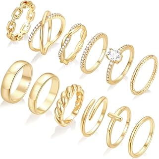 14K Gold Plated, Brass Based Twist Criss-Cross Wedding Rings for Women and Teen Girls, No Gemstone, Chunky Open Style, Non-Tarnish, Perfect for Stacking and Thumb Ring Use