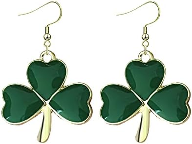St Patrick's Day Earrings for Women Girls,Irish Shamrock Dangle Earrings Green Clover Hat Horseshoe Drop Earrings Good Luck Jewelry Gift