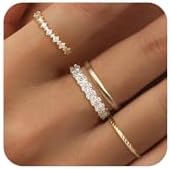 Stackable Gold Rings for Women Non Tarnish Dainty 14K Gold Plated Stacking Rings Set Cubic Zirconia Trendy Thin Bands Rings Fashion Jewelry for Women