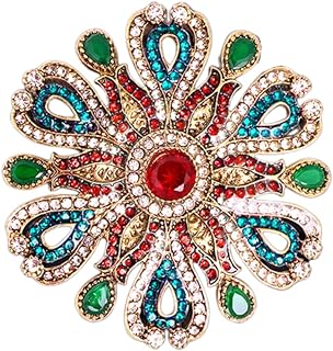 Pin Clasp Snowman Brooch with Cubic Zirconia for Women - Baroque-Flower/Snowflake Design